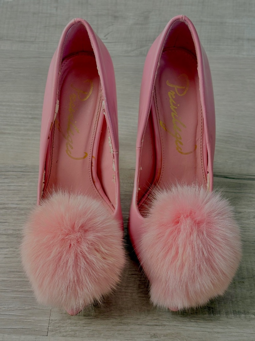 Privileged Heels Playboy Pink Size 6 Fuzzy Pom Pom Tinkerbell Costume Stilettos